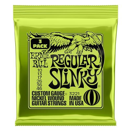 Ernie Ball Regular Slinky Nickel Wound Electric Guitar Strings 3-pack, 10-46 Gauge (P03221)