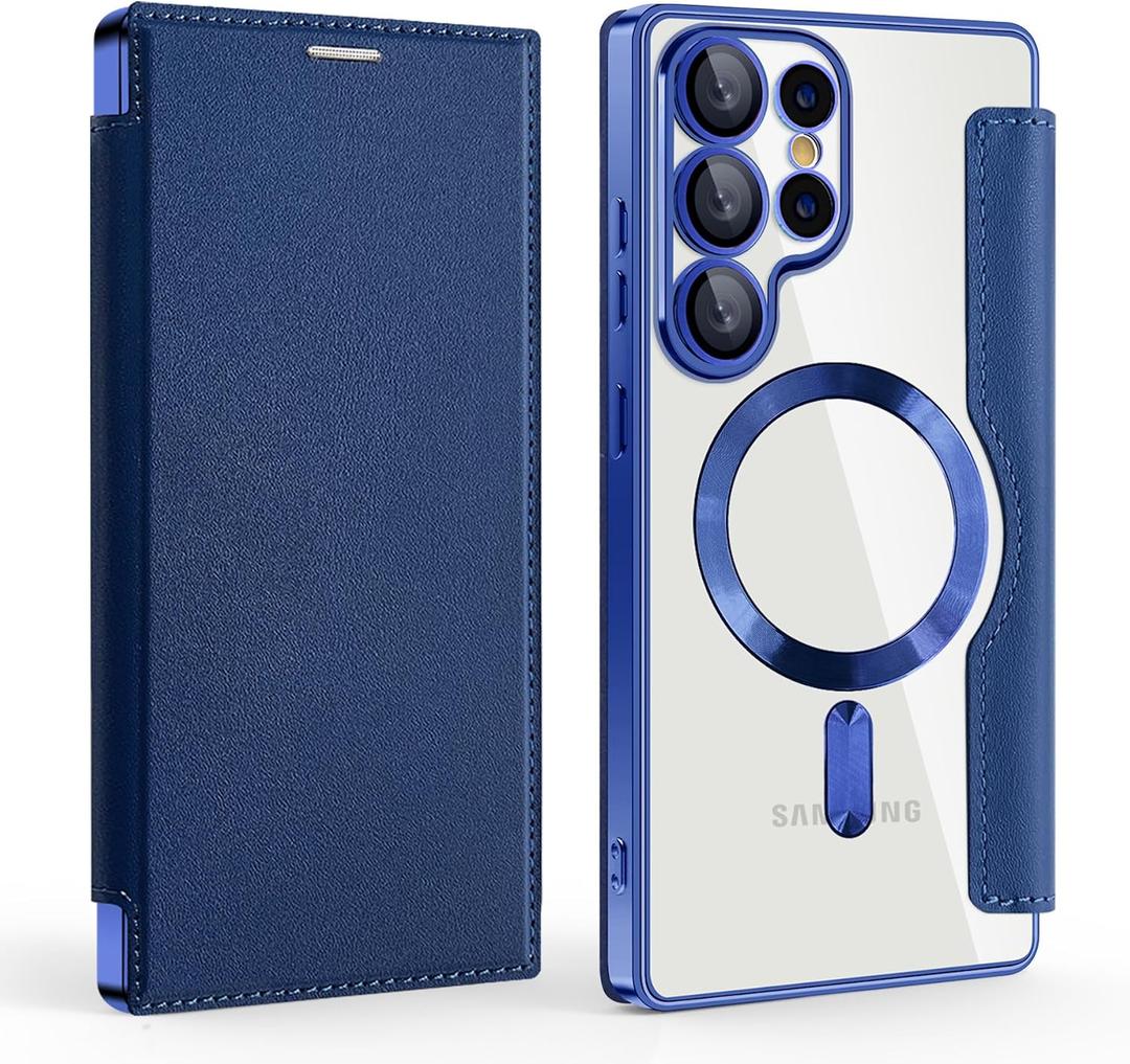 Case for Galaxy S25 Ultra with Card Holder.Business Blue | Shockproof Stylish PU Leather Magnetic Flip Wallet Cover with Card Holder Case for Samsung Galaxy S25 Ultra