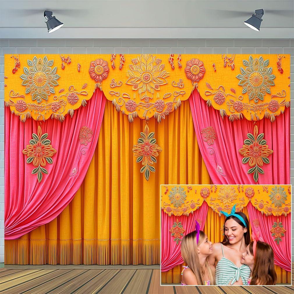 15X10ft Indian Backdrop Puja Decorations for Home Background India Traditional Diwali Backdrop Mehndi Decorations Banner for Religious Festival Wedding Party Baby Shower Party Banner Supplies