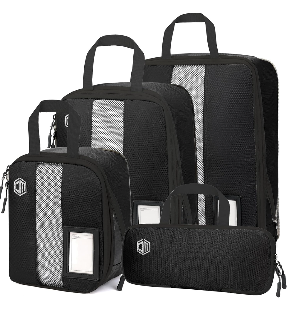 4/6 Set Compression Packing Cubes with lable for Travel, Expandable Packing Organizers, Carry On Luggage Suitcase Organizer Bags