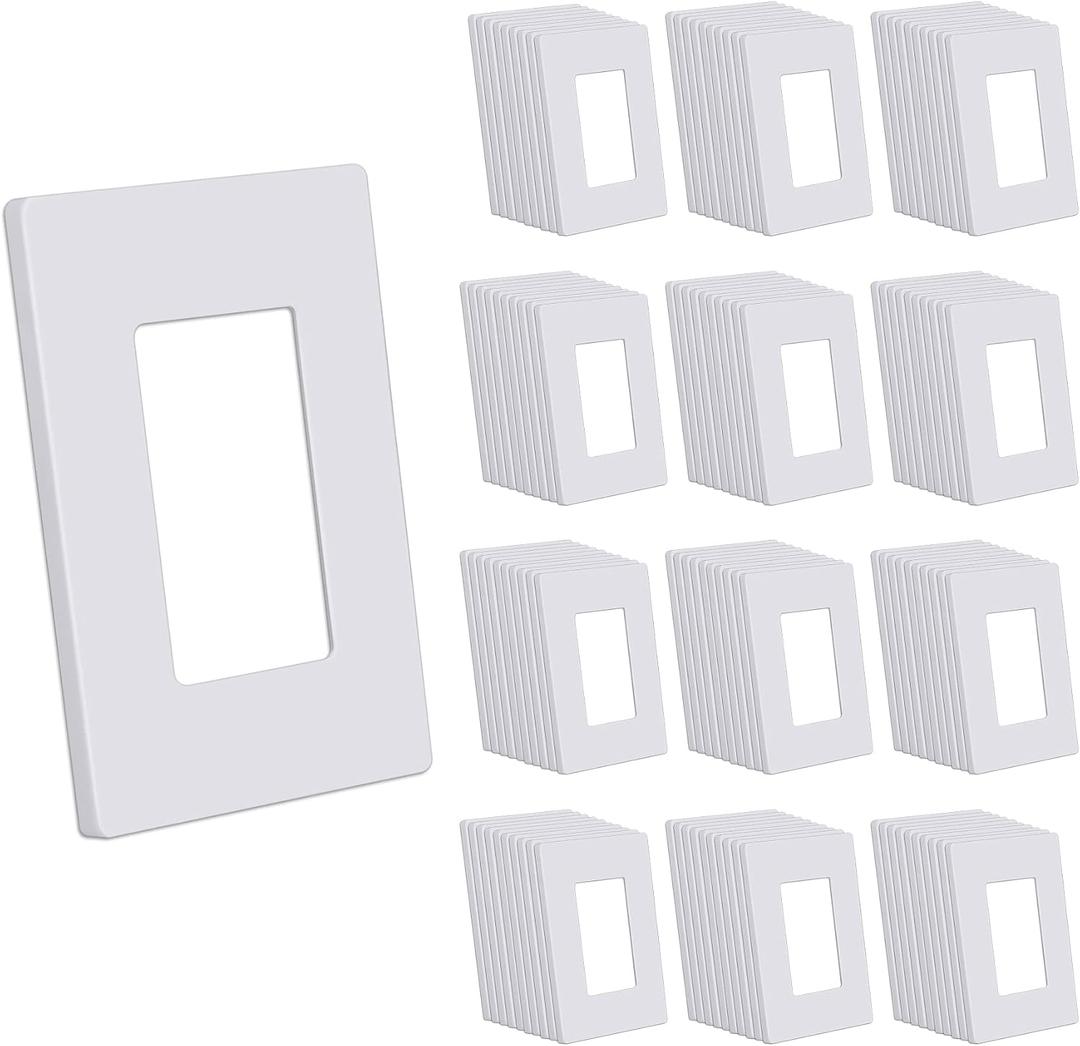 CML Screwless Wall Plates, 120 Pack Decorator Light Switch Covers, 1-Gang Decor Outlet Switch Plate, Standard Size 2.91x4.68, Impact Resistant, UL Listed, White