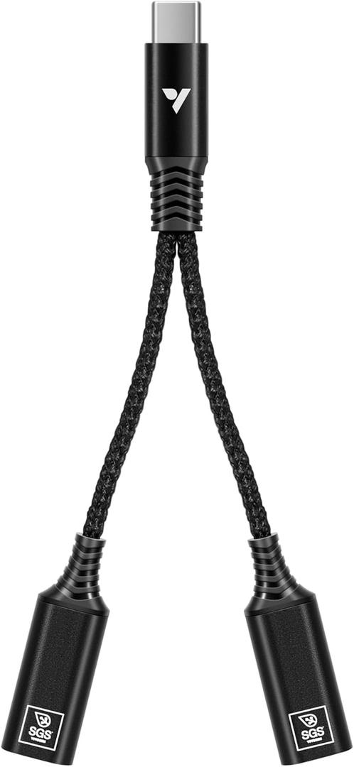 VIVOSUN USB-C Splitter with 1 Male to 2 Female, 2-in-1 Type C Splitter, Daisy-Chain Adapter Dongle for GrowHub Controller E42A