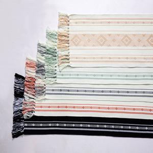 Farmhouse Table Runner with Tassels Cotton Boho Decor 48 Inches Black Macrame Woven Table Decor for Dining Holiday Party Bridal Shower - Brown