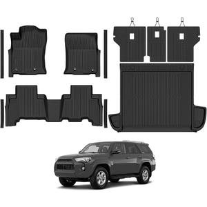 All Weather Floor Mats for 2013-2024 Toyota 4Runner 5 Seats | Custom Fit for Toyota 4Runner TPE Floor Mats, Cargo Mat, Backrest Mats, Door Sill Guards Accessories