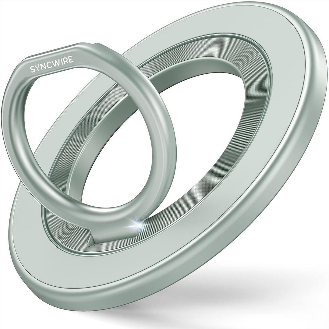Syncwire Magnetic Phone Ring Holder for MagSafe, Cell Phone Grip Stand Finger Ring Kickstand With Two-Sided Magnetic Compatible iPhone 16 Pro Max 15 14 13 12 Android, Green