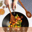 Large Wooden Spoons for Cooking, 2Pack Natural Teak Wood Cooking Spoon Set, Non-Stick Slotted and Corner Spoon, Heat-Resistant Wooden Spatula Spoon for Serving and Mixing