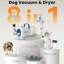 oneisall Dog Vacuum & Dryer for Shedding Grooming, 8 in 1 Dog Grooming Kit with Metal Blade Pet Clippers, Adjustable Speed and Temperature Control Blower
