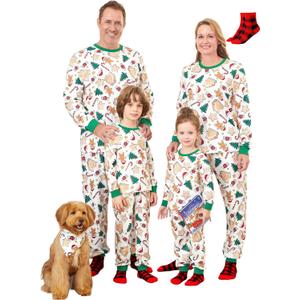 PATPAT Christmas Family Matching Pajama Sets Includes Christmas Socks - Perfect for Family Photos & Holiday Celebrations (XL)