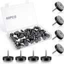 60 Pcs Black Screw on Furniture Felt Pads Kit, 0.8 Inch Non Slip Furniture Pads, Nail in Hardwood Floor Protector for Wooden Leg Feet of Chair Table Sofa, Cutting Boards