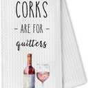Funny Wine Kitchen Dish Towel,Wine Gifts for Women Men,Funny Hand Tea Bar Towel for Kitchen Bathroom Decor,16x24 Inches (Corks)