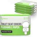 Toilet Seat Cover Paper Flushable (50 Pack) - XL for Adults and Kids Potty Training, 100% Biodegradable Travel Supplies Essentials for Public Restrooms, Airplane, Camping, Festivals