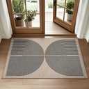 Lahome Enfys Rainbow Easy Jute Rug, 2x3 Farmhouse Kitchen Rugs Non Slip Washable Entryway Rug, Neutral Non Slip Non Shedding Low Pile Indoor Outdoor Door Mats for Porch Foyer (Nature/Black Rainbow)