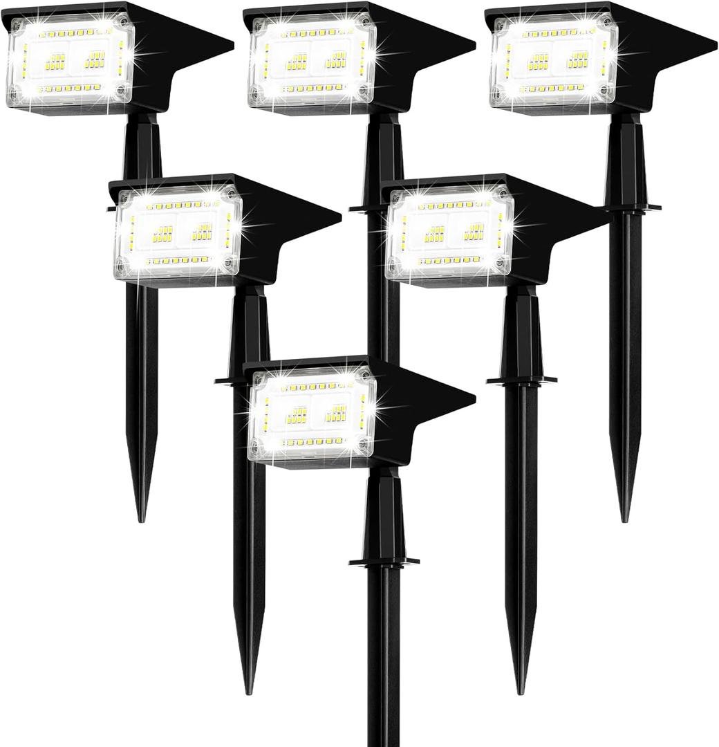 ZJOJO Solar Lights for Outside, Spot Lights Outdoor 40 LEDs IP65 Waterproof, with 4 Lighting Modes for Garden Yard, 6 Pack (Black)