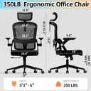 Ergonomic Office Chair - 350LB Comfy Desk Chairs with Adjustable Headrest and Lumbar Back Support, Mesh Computer Chairs with Wheels and Arms for Home Office, Study