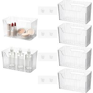 4pcs Adhesive Cabinet Door Storage Bin Wall Mounted Inside Over Cabinet Door Organizer Clear Storage Shelf Containers For Food Under Sink Storages Shelf Refrigerator Kitchen Bathroom Office