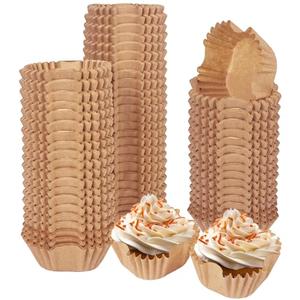 qiqee 500pcs Natural Square Cupcake Liners Muffin Linner No Smell, Food Grade Brown Baking Cups（Standard Size）