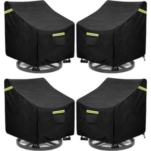 Outdoor Swivel Lounge Chair Cover 4 Pack,(32W x 35D x 36H inches ) 100% Waterproof Heavy Duty Outdoor Chair Covers Patio Chair Covers Waterproof Patio Furniture CoversBlack