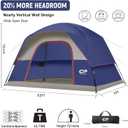 CAMPROS CP Camping Tent 2/4/6 Person, Waterproof Windproof Double Layer Dome Tent, Easy Setup with Large Mesh Windows & Wide Door for Outdoor Camping Backyard
