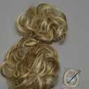 SARLA 2PCS Messy Hair Bun Hair Pieces Wavy Curly Synthetic Updo Fake Scrunchies Ponytail Extension for Women Dirty Blonde