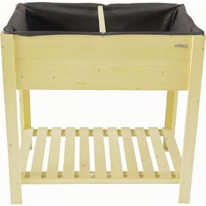 CHURRZZ Elevated Wooden Garden Bed with Breathable Non-Woven Fabric and Slatted Bottom, Perfect for Raised Flower and Vegetable Planting (L)