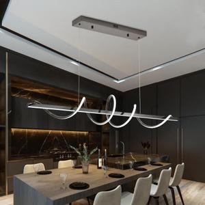 47.24" Modern Led Pendant Light for Kitchen Island Lighting,Electroplated Black Modern Chandelier for Dining Room Over Table Dimmable Led Ceiling Pendant Lights Creative Snake-Shaped Twist Design (47.2in, Electrochrome Black)
