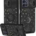 Goocrux for Moto G Power 5G 2025, for Moto G Play 2025 Case - Women Girls Boys Cute Phone Cover Slide Camera Cover with Ring Stand Holder Cases for Motorola G Power 5G 2025/G Paly 2025, Moon Stars