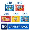 OREO Mini Cookies, Mini CHIPS AHOY! Cookies, RITZ Bits Cheese Crackers, Nutter Butter Bites & Wheat Thins Crackers, Nabisco Cookie & Cracker Variety Pack, 50 Snack Packs (EXP 09/03/26)