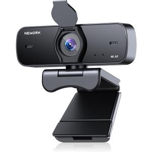 4K Webcam for PC, Ultra 4K HD, 2 Noise Reduction Mics, Auto Focus & Privacy Cover, Plug & Play, 77FOV, USB Camera for PC, Mac, Laptop, Video Calls