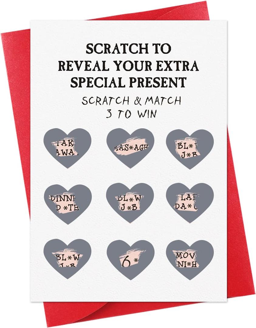 FaCraft Funny Birthday Day Cards for Boyfriend - Husband Fiance Date Scratch Off Cards with Envelope Naughty Dirty Inappropriate Raunchy Gifts for Valentines Fathers Day Anniversary (Style1)