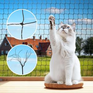 Steel Reinforced Cat Netting for Balcony Anti-Fall Fence Safety Net, Extra Strong Cat Net for Catio Safety Cat Balcony Netting for Pets Cat Proof Screen Pet Net Cat Balcony Protection Barrier, 10FTx20FT