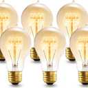 Incandescent Light Bulbs 40W, A19 Vintage Style Edison Light Bulb, 240 Lumen Dimmable 120V E26 Base Amber Glass Retro Bulb Old Fashioned, Squirrel Cage 2200K Warm Yellow Decorative Lamp, 6Pack