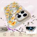 Magnetic for iPhone 16 Pro Case [Compatible with MagSafe] Clear Floral Flower Bee Pattern Design, Slim Shockproof Protective Phone Cover for Women Girls