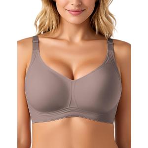 Jelly Wireless Bras for Women Plus Size Supportive Seamless Bra Full Coverage No Underwire Push Up Comfortable Tshirt Bra (Gray)