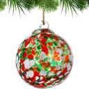 Hand Blown Glass Gazing Balls for Garden Hanging 2.3" Friendship Balls Christmas Ball Ornaments for Xmas Tree Decoration (Red - C)