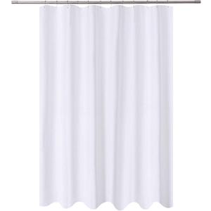 N&Y HOME Fabric Shower Curtain Liner Extra Long 72 x 84 Inches with 2 Bottom Magnets, Hotel Quality, Washable, White Spa Bathroom Curtains with Grommets, 72x84