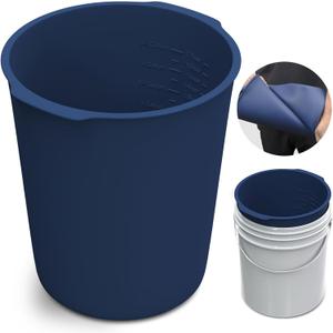 5 Gallon Bucket Liner Reusable Bucket Saver Liner with Measurements for Thinset, Mortar, Concrete Mixtures, Grout, Mud and Cement, Flexible Food Grade Silicone Bucket Liner, Blue