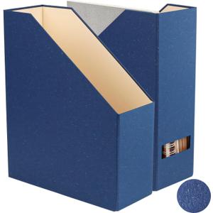 LifeSto Magazine Holder - File Holder and Desk Organizer, Paperboard Book Organizer and Storage Box for Documents, Magazine Holder Rack for Classroom, Home, and Office (Classic Blue, 2-Pack)