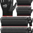 Potchen 72 Pairs Gardening Work Gloves Bulk for Men Women, Rubber Coated Garden Multipack Safety Construction Glove