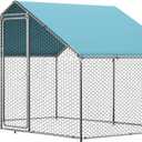 LOVMOR Large Chicken Coop Metal Chicken Run for 6 Chickens,Dog Kennel Quail Cage Duck House with Waterproof and Anti-UV Cover Lockable Door Design(9.8'Lx6.6'Wx6.4'H)