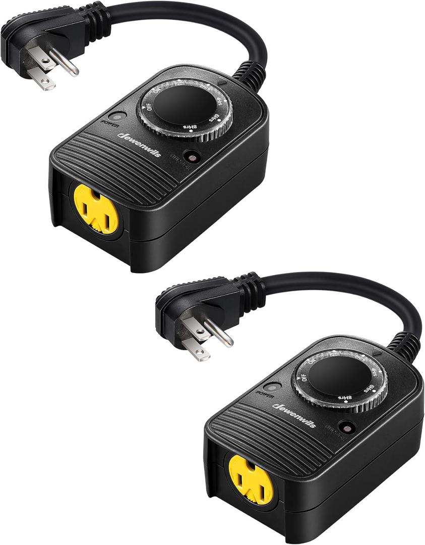 DEWENWILS Outdoor Timer for Lights, Dusk to Dawn Sensor for Electrical Outlet, Weatherproof Light Timer for Decorations Yard, 10A, 1/2 HP, UL Listed, 2 Pack