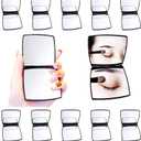 12 Pcs Fashion Compact Cosmetic Mirror, Elegant Compact Purses Makeup Mirror, Small Compact Mirror 2 x 1 Magnification, Square Compact Mirror, Perfect for Purses - Travel, Black
