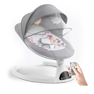 Jaoul Baby Swing for Infants - Electric Portable Newborn Bouncer With Bluetooth Touch Screen/Remote Control, Timing Function, 5 Speeds, 3 Seat Positions for Boys and Girls (Gray)