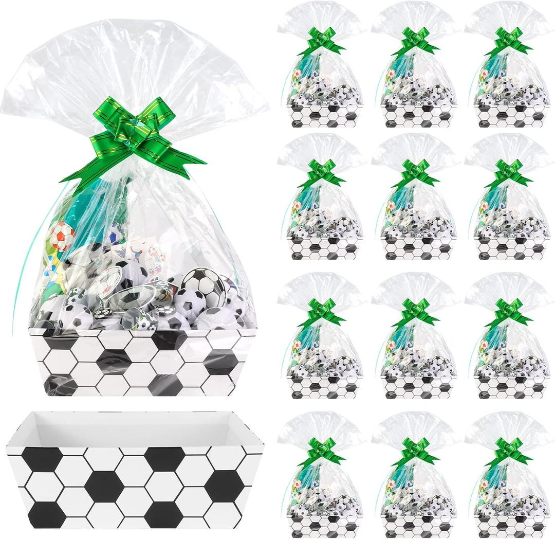 Kolewo4ever 36 Pieces 12 Pack Soccer Baskets for Gifts Empty Soccer Senior Night Baskets 8x10inch Gift Basket Kit for Gifts Empty to Fill for Sport Party Holiday Gift Packaging