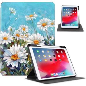 Vimorco for iPad 9th/8th/7th Gen 10.2 inch Case,for iPad Pro 10.5 inch 2017 /for iPad Air 3rd 2019, 360 Degree Rotating with Pencil Holder, Protective Multiple Stand Cover, Auto Wake/Sleep,Daisy