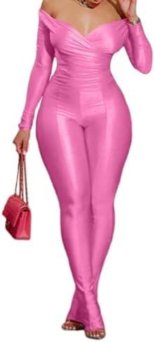 acelyn 2 Piece Outfits for Women Sexy Off Shoulder Tops Bodycon Flared Pant Sets Club Outfits Tracksuit L
