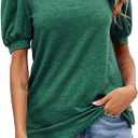 Dailiup Women's Casual V Neck T-Shirts Short Sleeve Summer Cute Tunic Tops Tees Loose Solid Basic Blouses, Colour: 02 Green XL