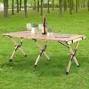 Foldable Camping Table - 4ft Roll-Up Portable Picnic Table with Carry Bag - Indoor/Outdoor Low Height Travel, Party, or Beach Table by Wakeman Outdoors (Natural Wood)