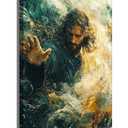 Hands of Jesus Wall Art The Hand of God Jesus Reaching Into Water Christ Religion Canvas Wall Decor Blue Ocean Bible Pictures Posters Prints Paintings for Living Room Bedroom Church Decor 24x36 Framed