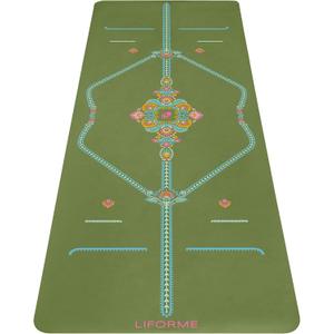 Liforme Printed Yoga Mat - Patented Alignment Design, Ultimate Grip | Eco-friendly, Non-Toxic, Sweat-Resistant, long, wide, 4.2mm thick mat for comfort, recommended for Hot Yoga, Free Yoga Bag