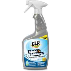 CLR Mold & Mildew Clear, Bleach-Free Stain Remover Spray | Works on Fabric, Wood, Fiberglass, Concrete, Brick, Painted Walls, Glass and More | EPA Safer Choice (32 Ounce) (32 Fl Oz (Pack of 2), without color)